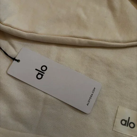 Alo Yoga Cropped Serenity Coverup And Serenity Wide Leg Sweatpant Set In Ivory - Picture 3 of 9